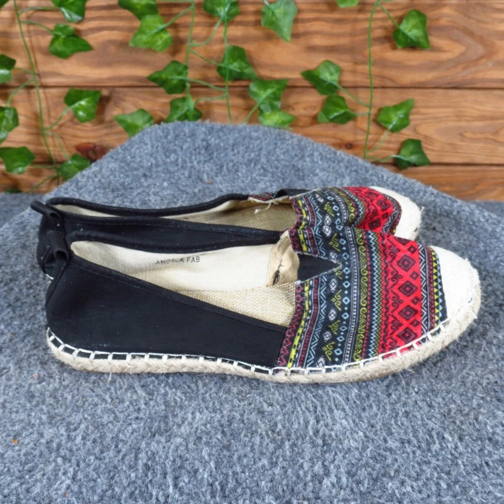 Bella Marie Angela-11 Womens Espadrille Flat Size 5.5 Summer Boho Black Multi